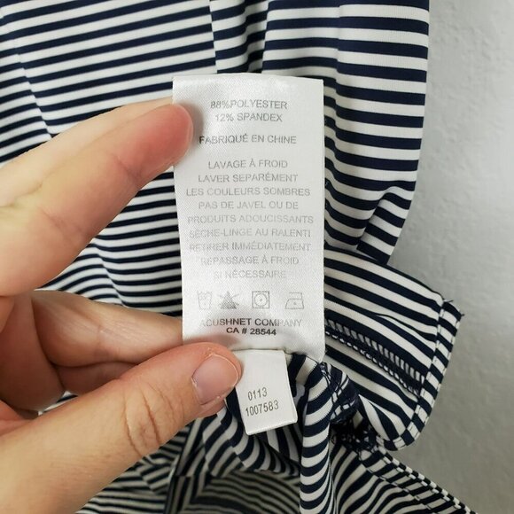 FootJoy Mens Golf Polo Size M Blue White Striped Short Sleeve Button LOGO - Picture 6 of 9